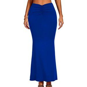 NEW Umenlele Women's Casual High Waist Ruched Stretchy Bodycon Long Maxi Skirt
